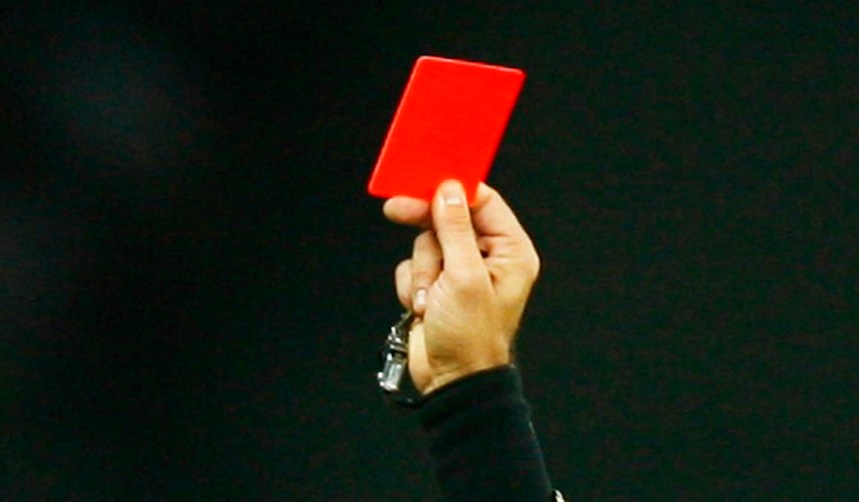 Red card on a black background